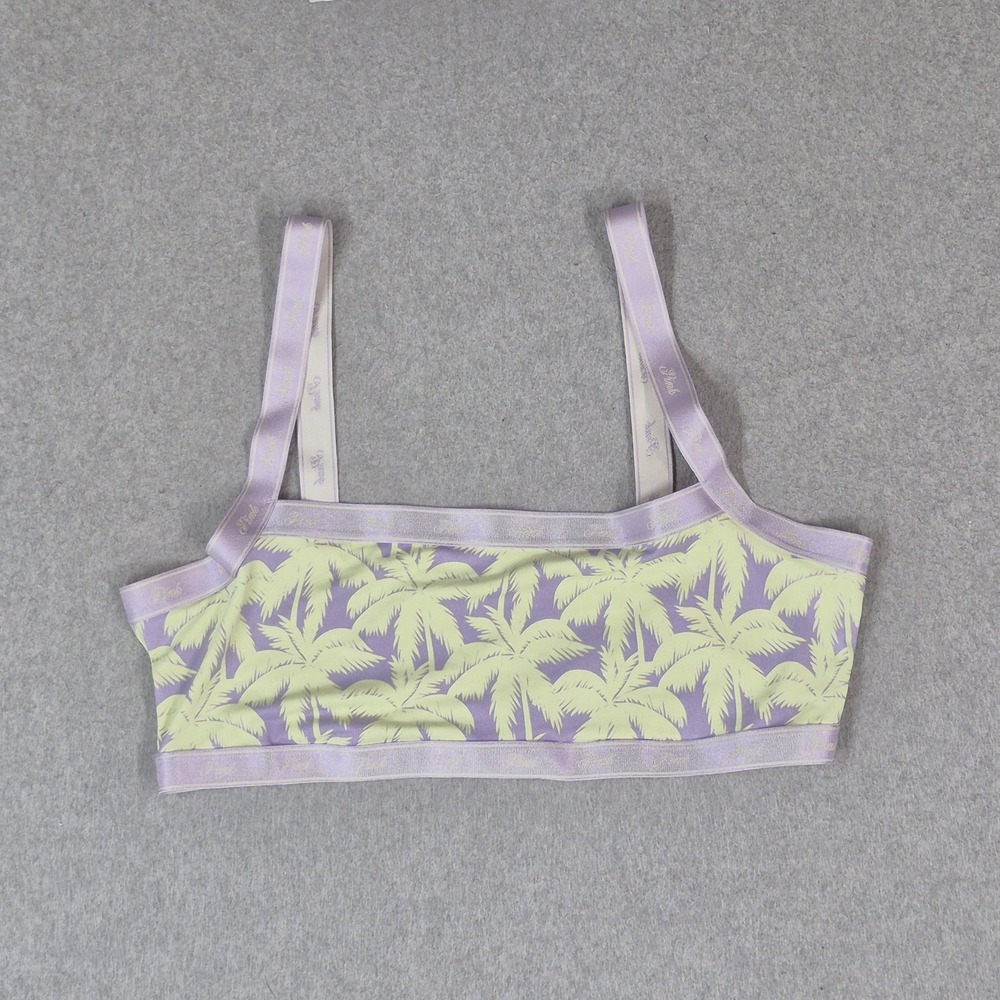 PINK Victoria's Secret Women Bra Large Purple Floral Bralette Wireless Strap